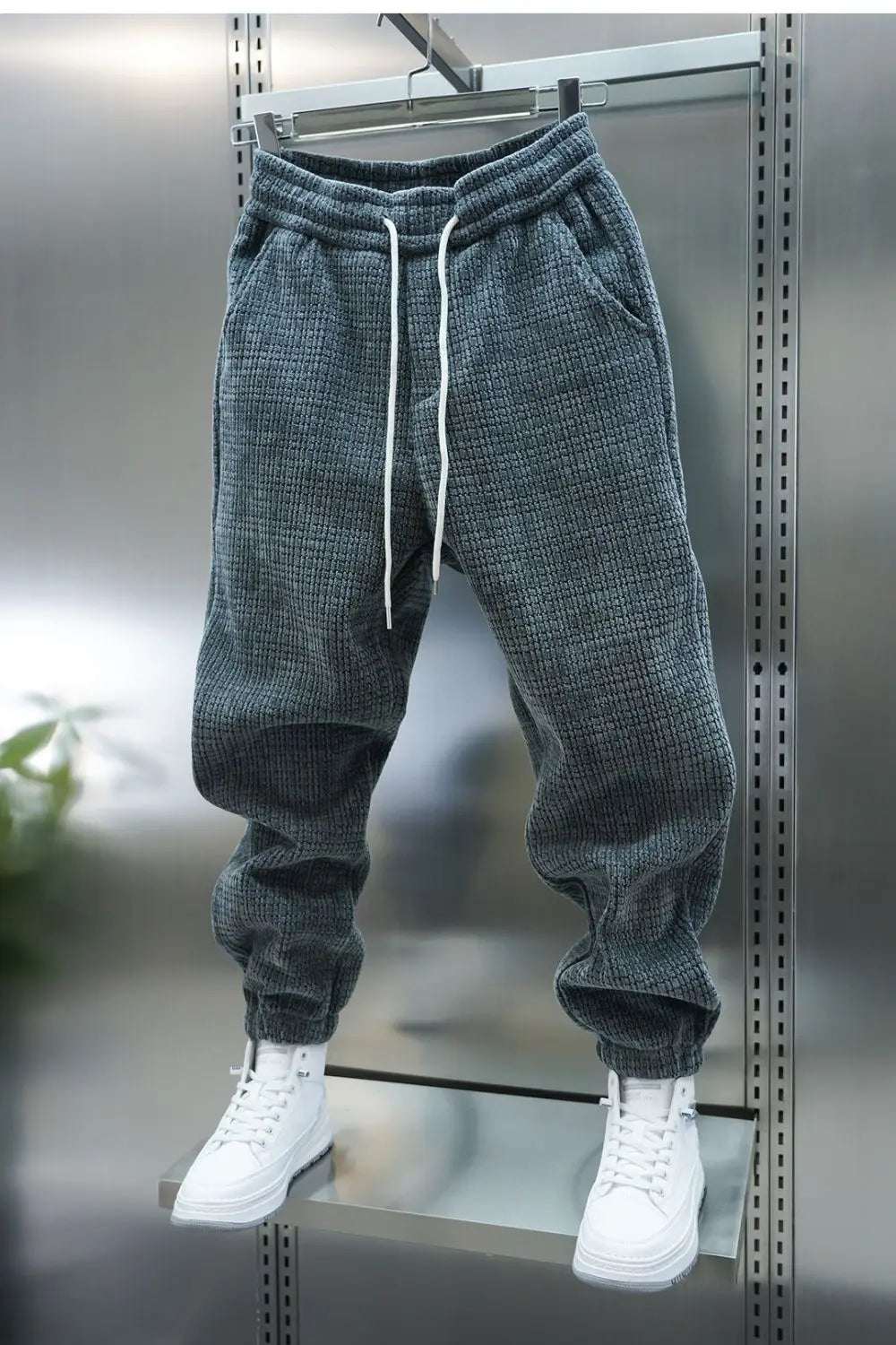 Fleece-lined Warm Plaid Pants Outdoor Casual Harem Pants Jogger Trousers Luxury Brand Men Clothing