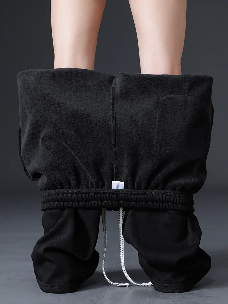 Winter Thick Warm Fleece Sweatpants Men Wide Leg Baggy Track Pants Casual Cotton Joggers Straight Thermal Trousers Big Size 8XL