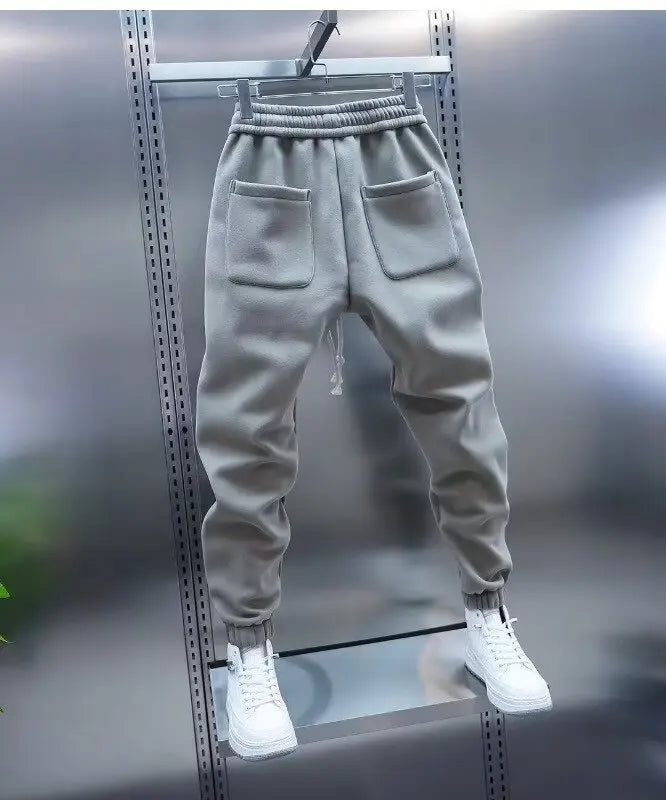 Men's Solid Color Embroidery Sports Sweatpants Trend New 2025 Spring Bunched Foot Pants Elastic Everything Small Foot Pants