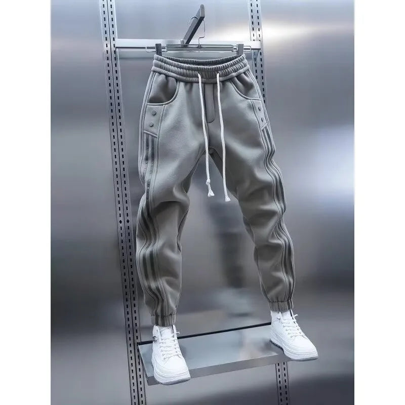 Men's Solid Color Embroidery Sports Sweatpants Trend New 2025 Spring Bunched Foot Pants Elastic Everything Small Foot Pants
