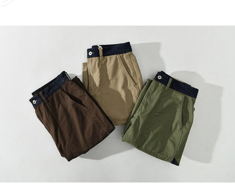 Spring New Casual Cargo 100% Cotton Pants for Men Vintage Big Pocket Trousers Streetwear Men ATZ647